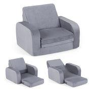 Divano bambini pieghevole 3-in-1 convertibile in velluto di cristallo, Divano letto con copertura rimovibile per cameretta e asilo