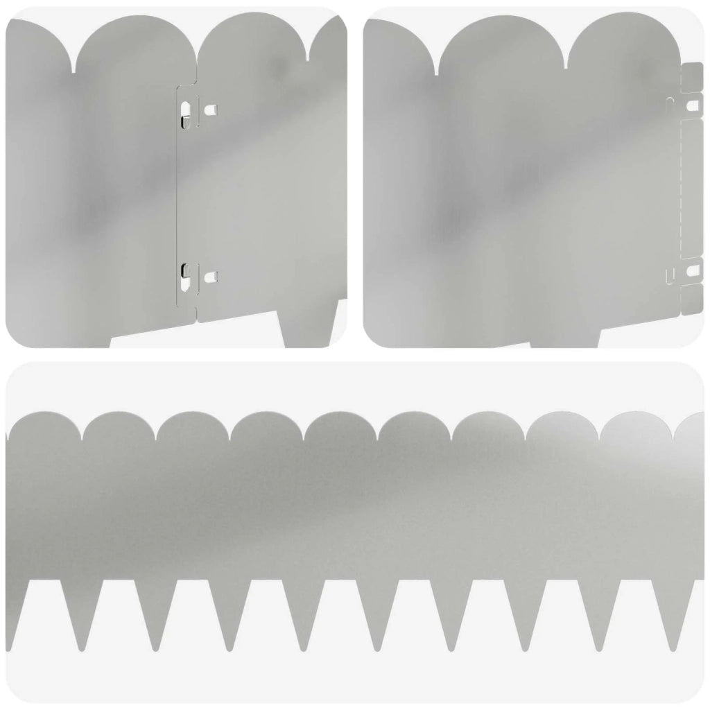 Bordura per Prato 10 pcs 103 x 25 cm Acciaio Argento 8008708