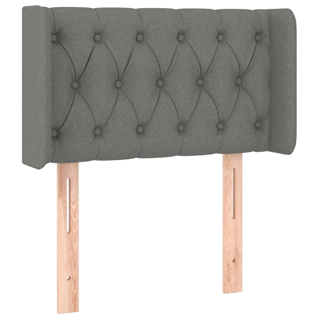 Testiera ad Orecchio-Testata con Orecchie Grigio Scuro 83x16x78/88 cm in Tessuto 494389