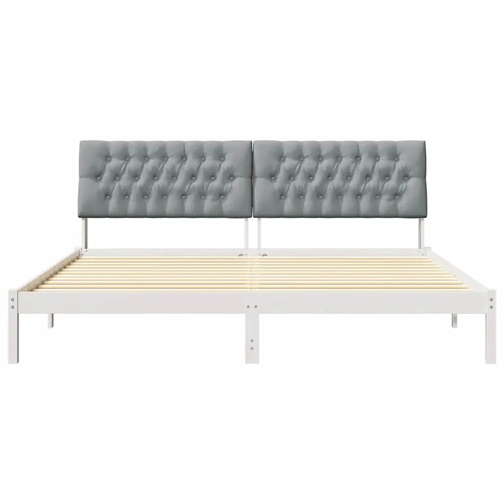 Letto con Testiera Rivestita con testiera Bianco 200 x 200 cm 3394382