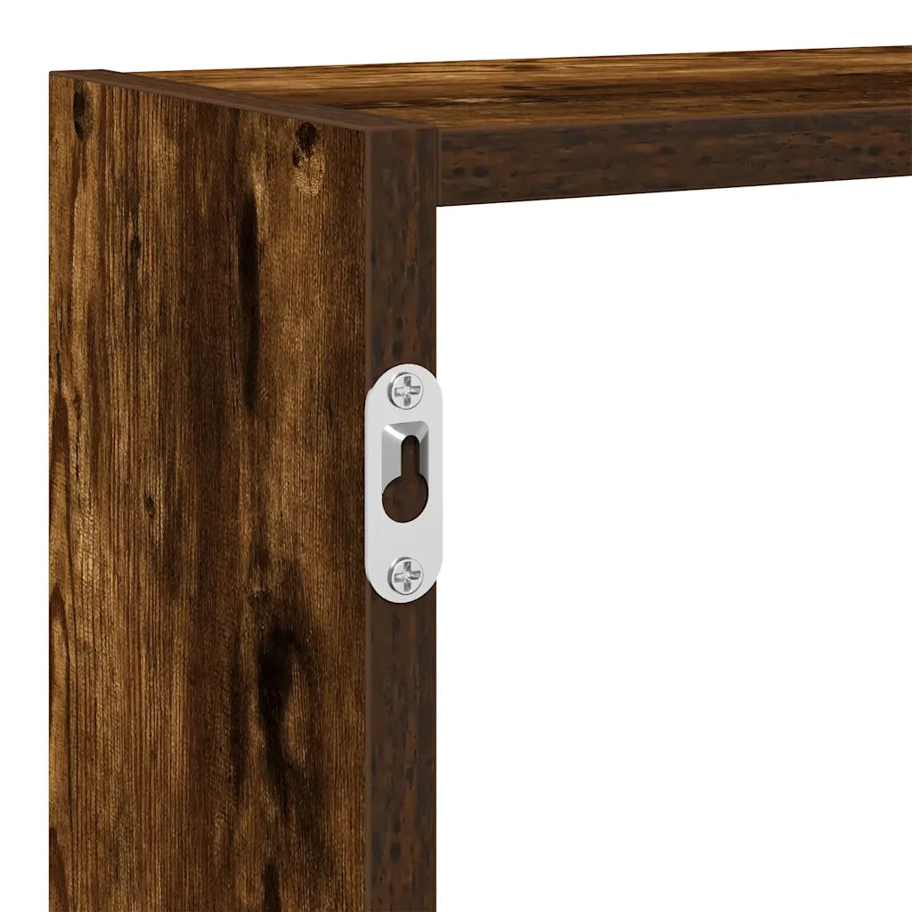Mensola a Cubo da Parete 7 Scomparti in Truciolato Rovere Fumo 860026