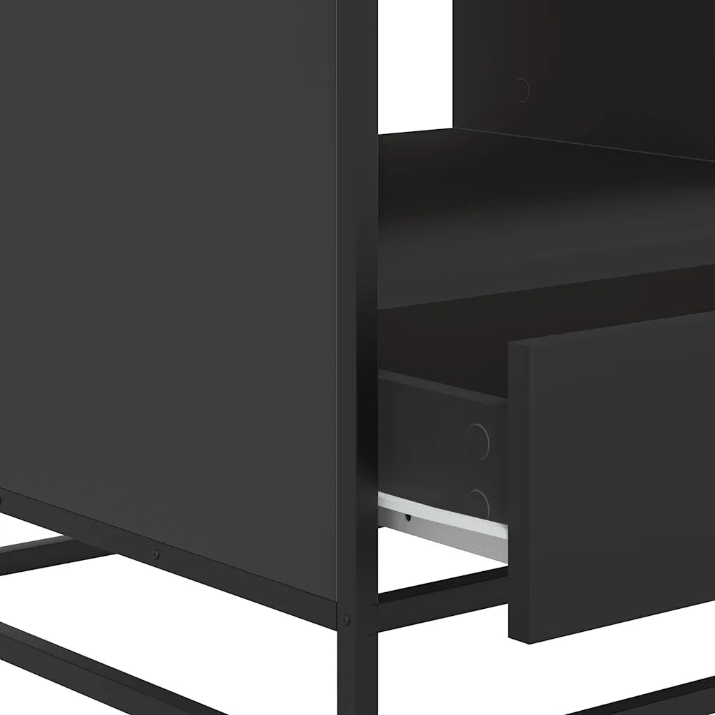 Tavolino Salotto-Tavolino da soggiorno-Tavolo Nero 100x50x45 cm Legno Multistrato e Metallo 463730