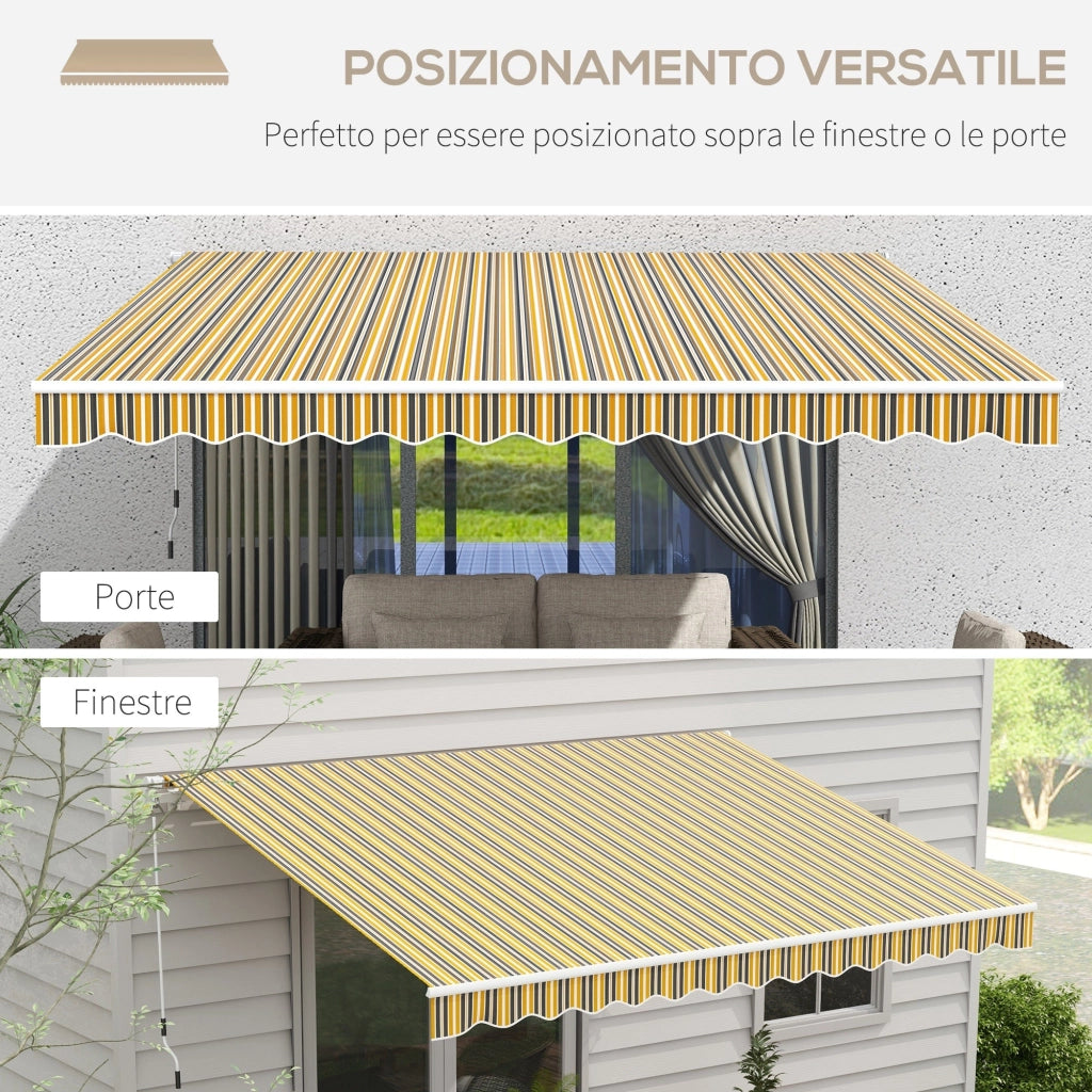 Tenda da Sole per Esterno Avvolgibile a Bracci 350x250 cm con Apertura a Manovella Giallo