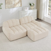 Divano Angolare Modulare 2 Posti con Poggiapiedi ¨C MINIMAL ¨C Tessuto Beige, Senza Montaggio