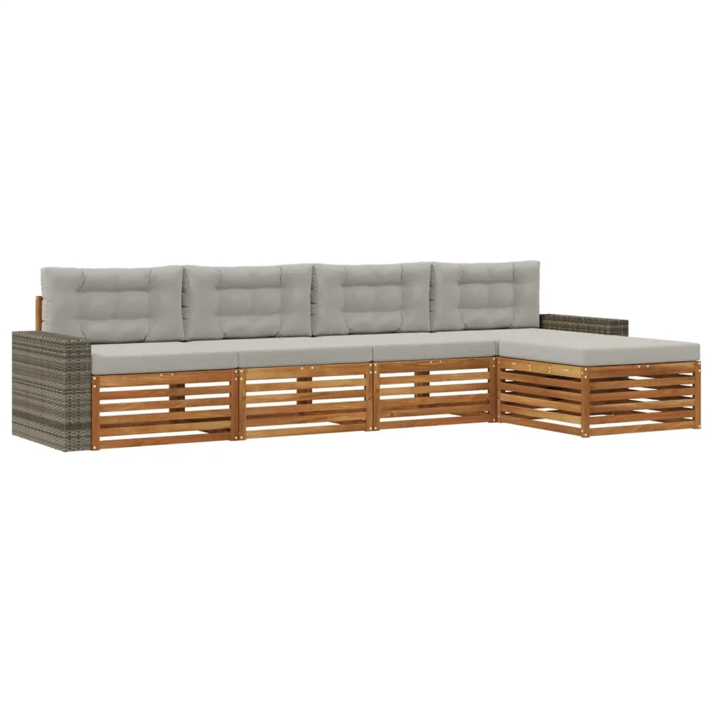 Set di divani da esterno 5 pcs Naturale e Grigio Chiaro 3383249