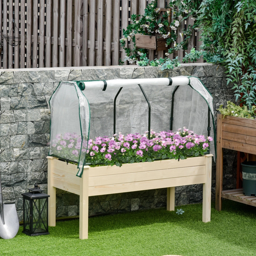 Tavolo da Giardino con Fioriera ¨C Minimal ¨C Legno Naturale 121x55x117 cm