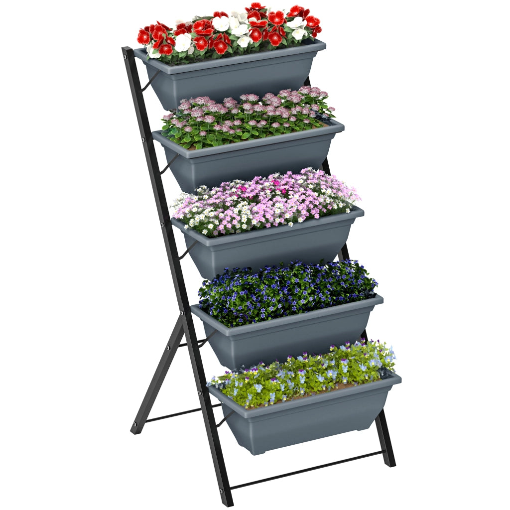 Fioriera Rialzata 5 Livelli ¨C Xylo ¨C Acciaio Grigio Verticale per Giardino Balcone