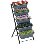 Fioriera Rialzata 5 Livelli ¨C Xylo ¨C Acciaio Grigio Verticale per Giardino Balcone