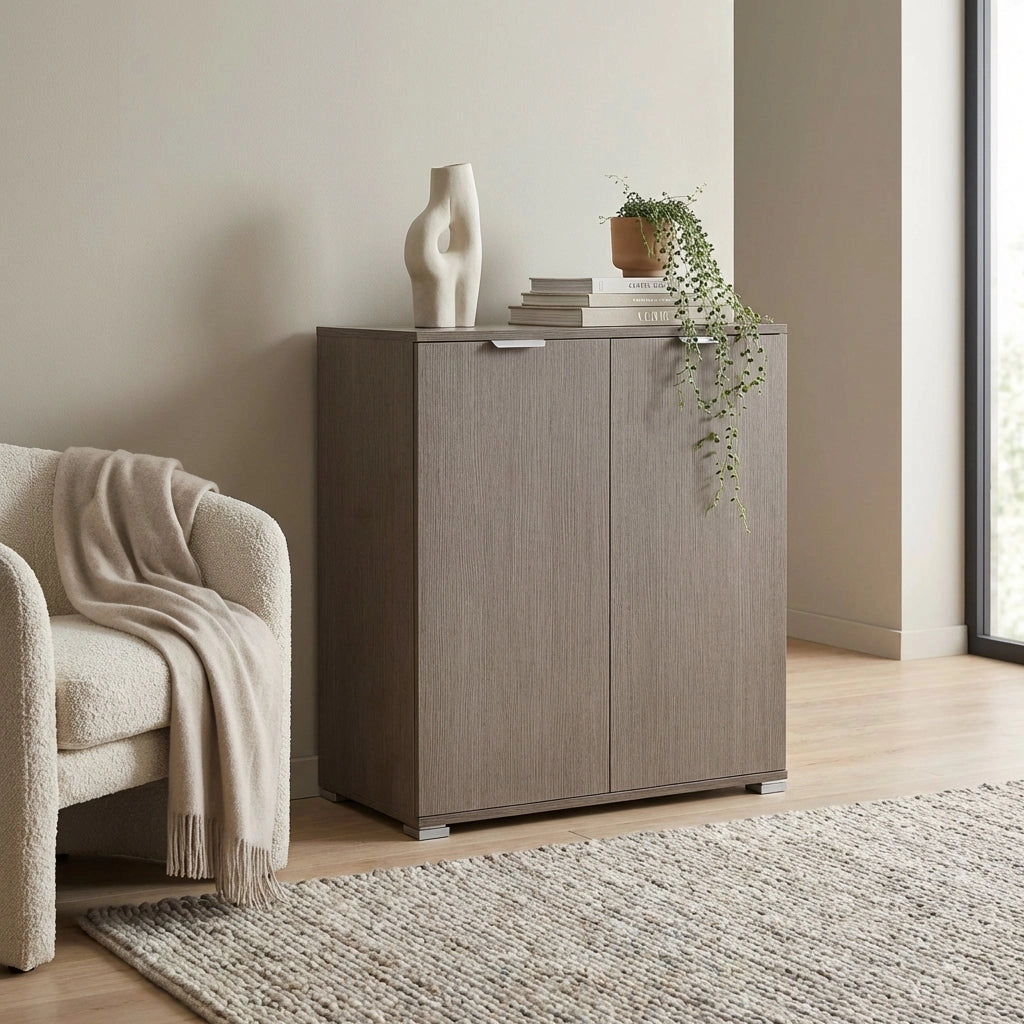 Armadietto da Bagno con 2 ante in Legno Composito cm 75x38x85 - PAUL