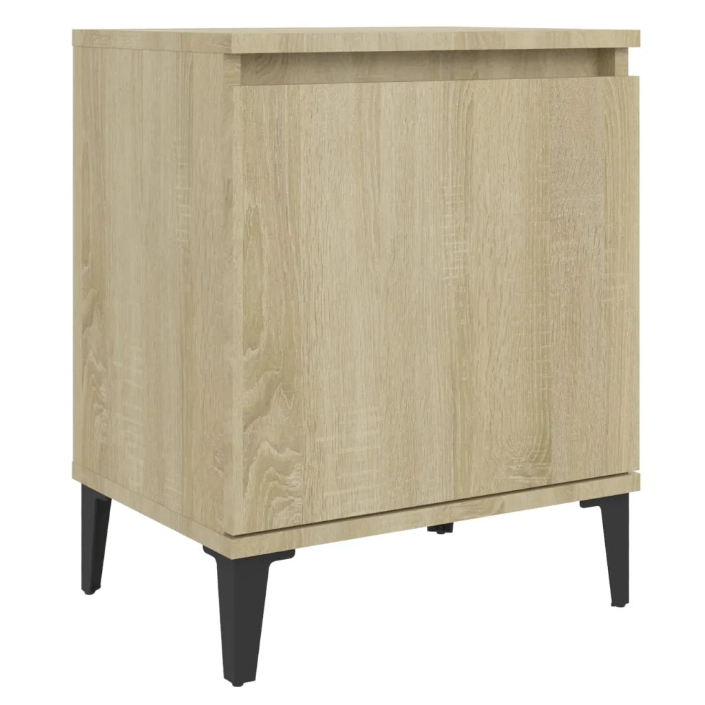 Comodini | Armadio da Notte | Mobiletto da notte con Gambe in Metallo Rovere Sonoma 40x30x50 cm