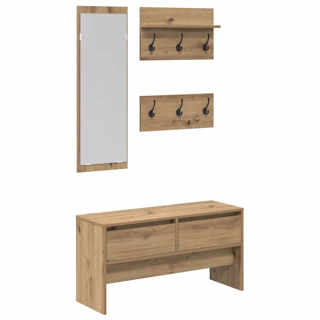 Set mobili da ingresso con cassetto 4 pcs Rovere Artigianale 871528
