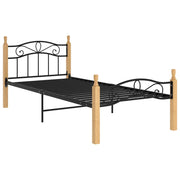 Giroletto Nero in Metallo e Legno Massello di Rovere 90x200 cm 324911