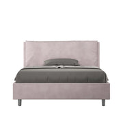 Letto Matrimoniale Francese 140x200 cm con Rete e Contenitore Imbottito in Microfibra Antea Large Glicine