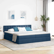 Letto con contenitore e materasso con testiera Blu 200 x 200 cm 3370661