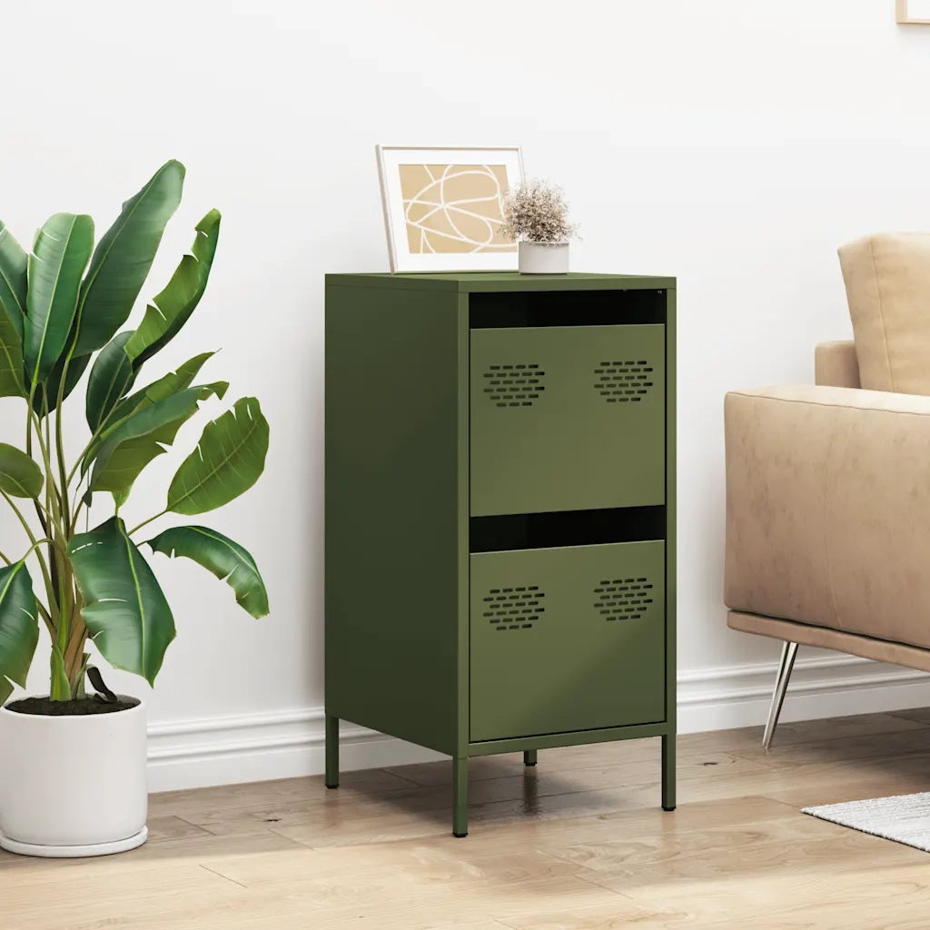 Credenza Verde Oliva 35x39x73,5 cm in Acciaio Laminato a Freddo 851398