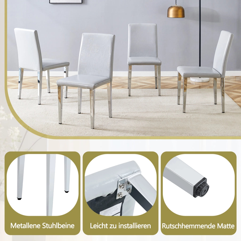SEDIA da pranzo moderna 90 cm grigio chiaro e argento Set da 2 pezzi
