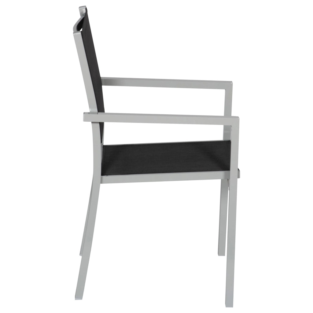Set di 10 sedie in alluminio grigio - textilene nero
