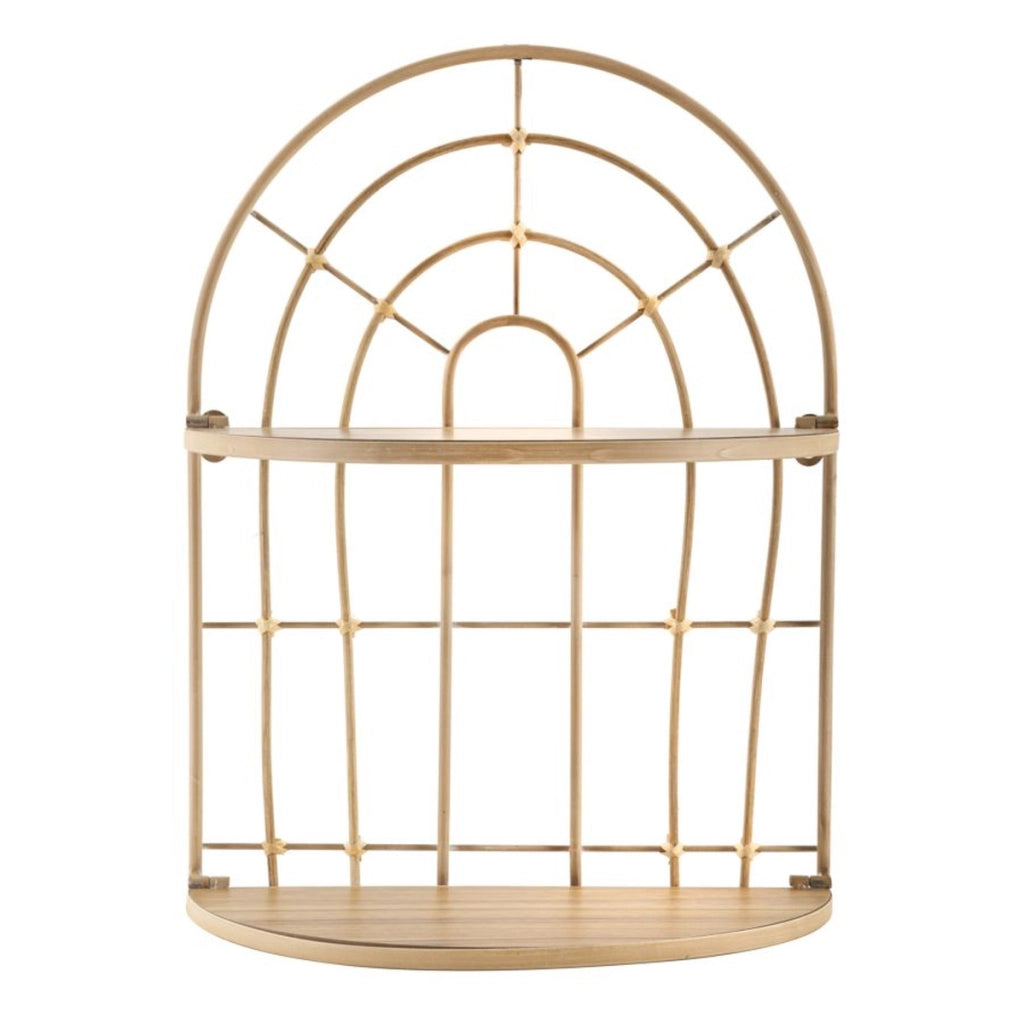 Mensola doppia Arch in ferro e rattan — 34,5x18x45,5 cm