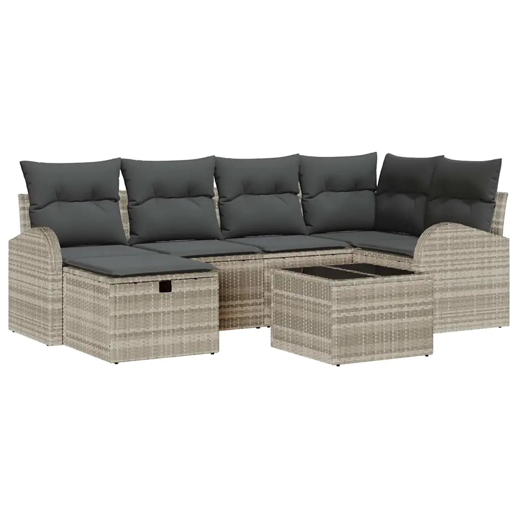 Set di divani con cuscino 7 pcs Grigio chiaro polyrattan 3359091