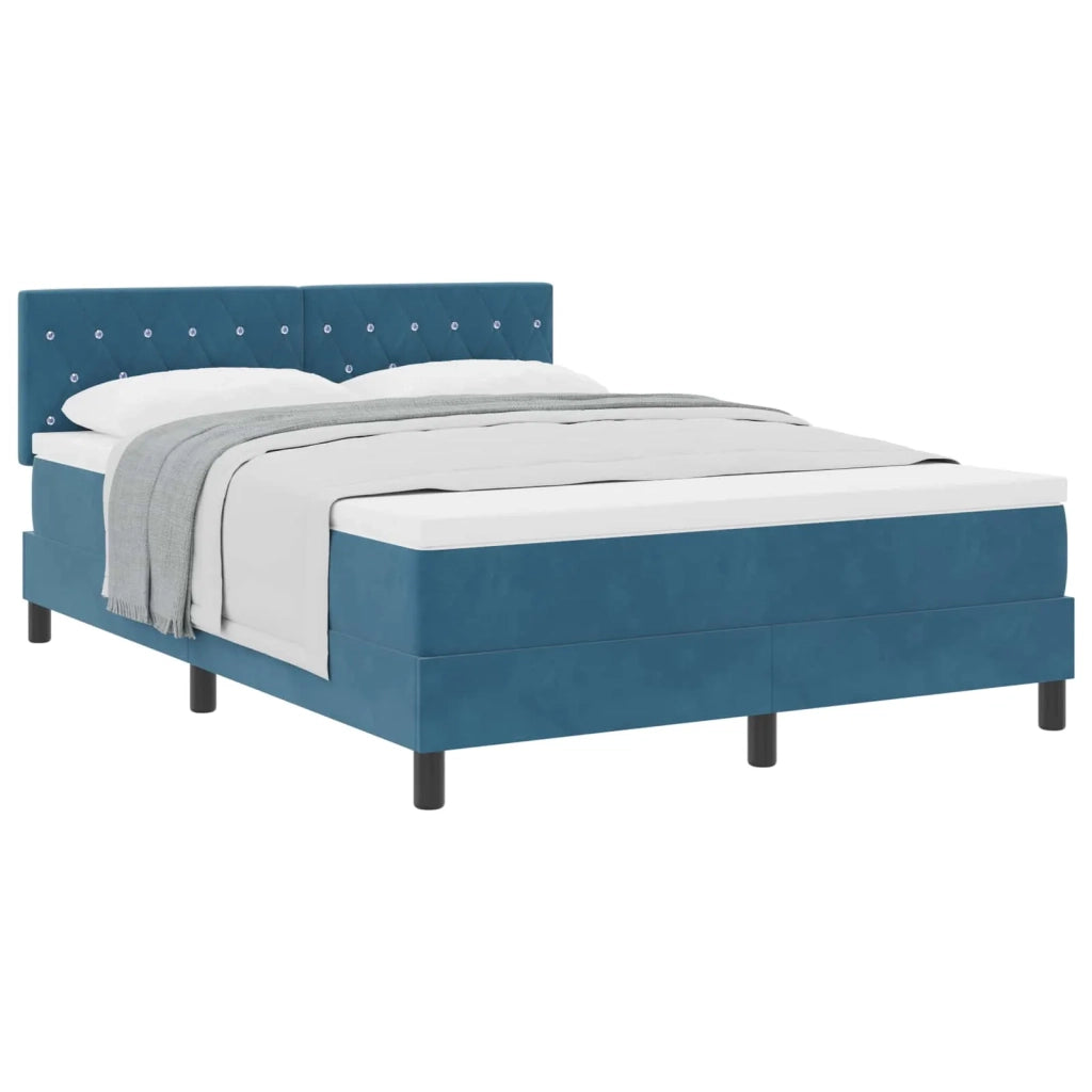 Letto a molle con materasso Blu Scuro 140 x 190 cm Velluto 3339108
