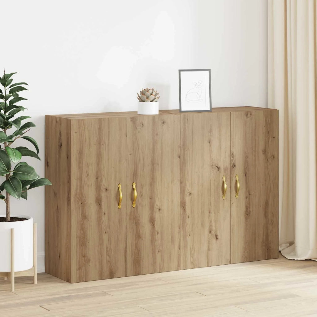 Armadietto a Muro | Mobiletto a muro 2 pz Rovere artigianale 69,5 x 34 x 90 cm
