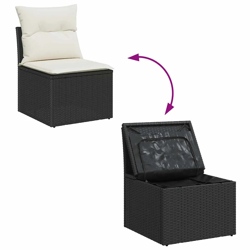 Set Divano da Giardino 5 pcs Nero e crema Poly Rattan 3356752