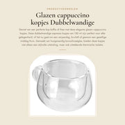 Set di Caffè a Doppia Parete 150 ml - Set di 6 Tazze da Caffè - Tazza da Caffè con Manico - Vetro Termico - Robusta e Duraturo - Moka