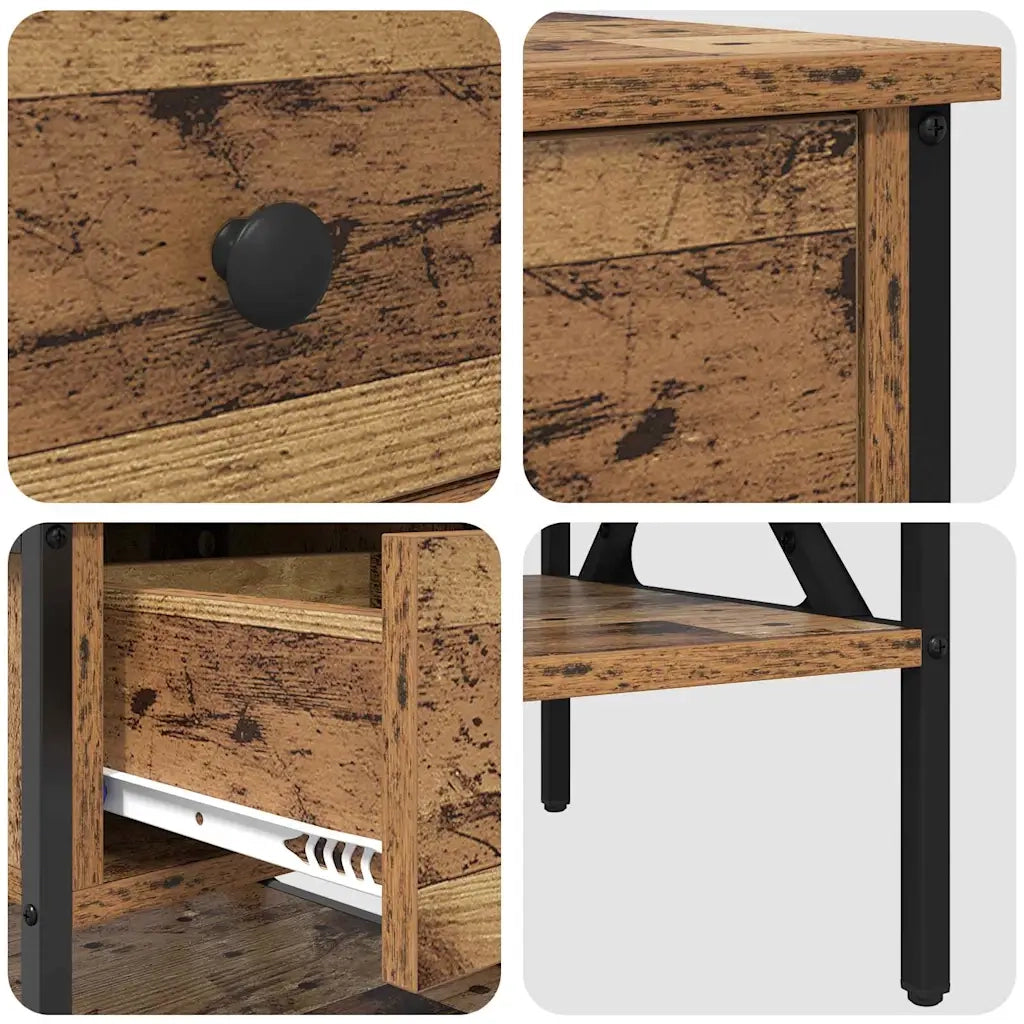 Comodino con cassetto 2 pcs Legno vecchio 40 x 42 x 45 cm 871223
