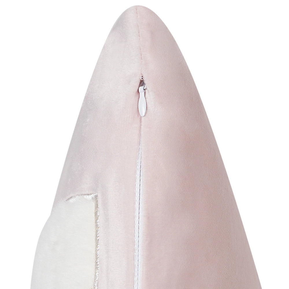 Set di 2 cuscini in velluto ricamati con motivo con coniglietto rosa 45 x 45 cm morbida imbottitura