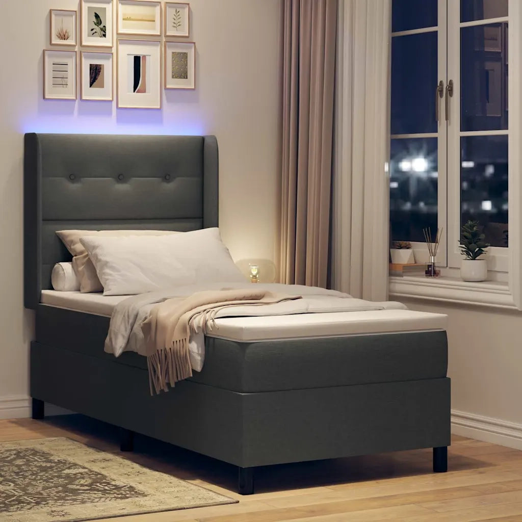Letto a Sorgente LED Grigio scuro 90 x 190 cm Tessuto 3343477