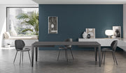Tavolo allungabile Big, Top in melaminico cemento grigio, base in metallo nero, dimensioni 156/316x90x76 cm - Tavolo da pranzo moderno