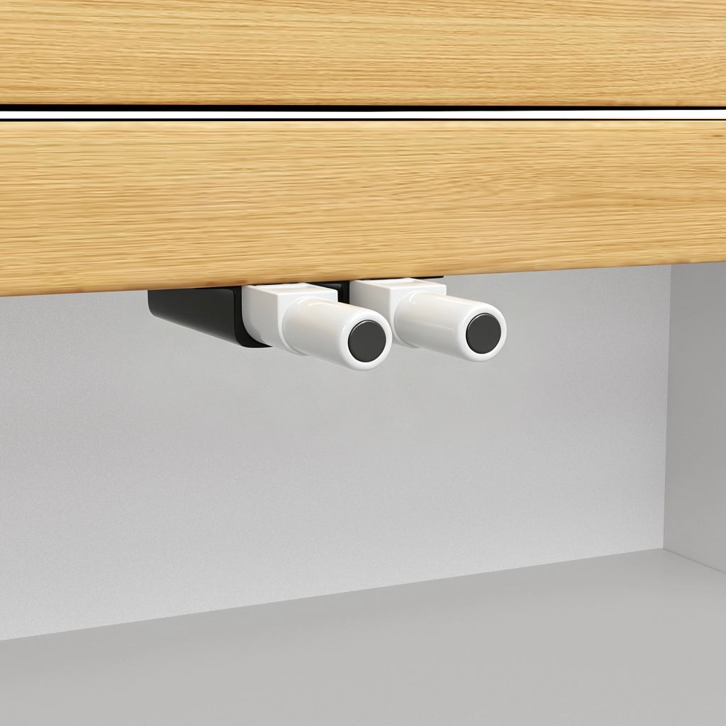Tavolo allungabile con credenza laterale e luci multicolore, bianco