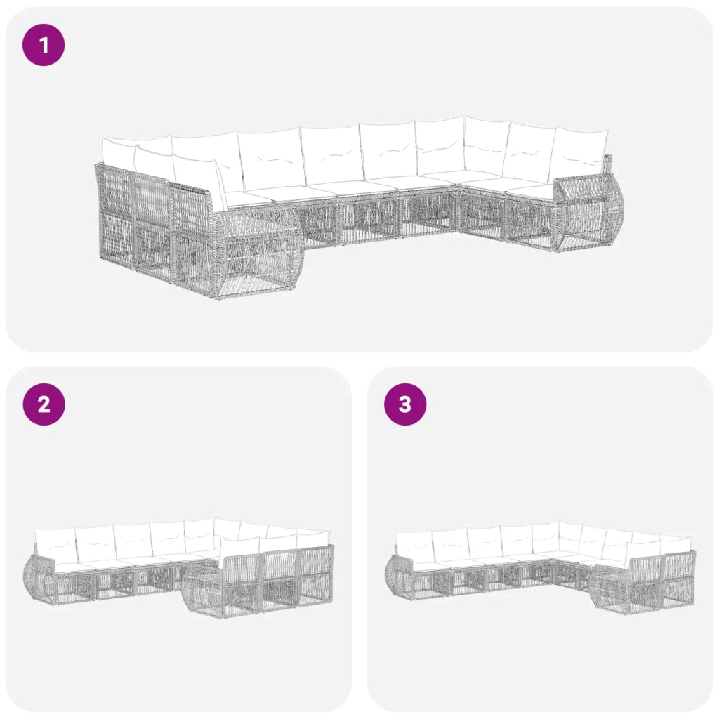 Set Divano da Giardino 10 pz Grigio e Grigio Scuro polyrattan 3435527