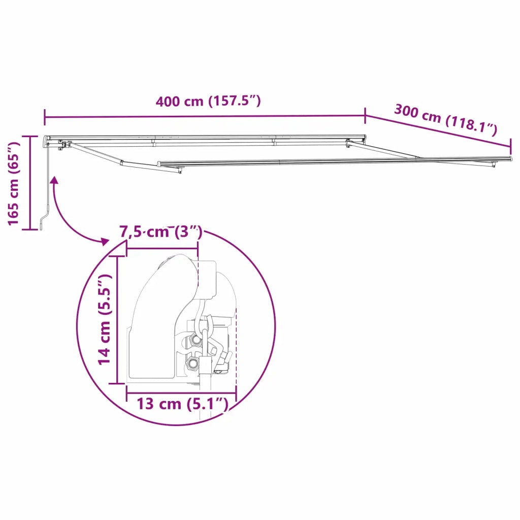 Tenda da Sole | Tenda Retrattile Bianco 400 ¡Á 300 cm Poliestere e Alluminio