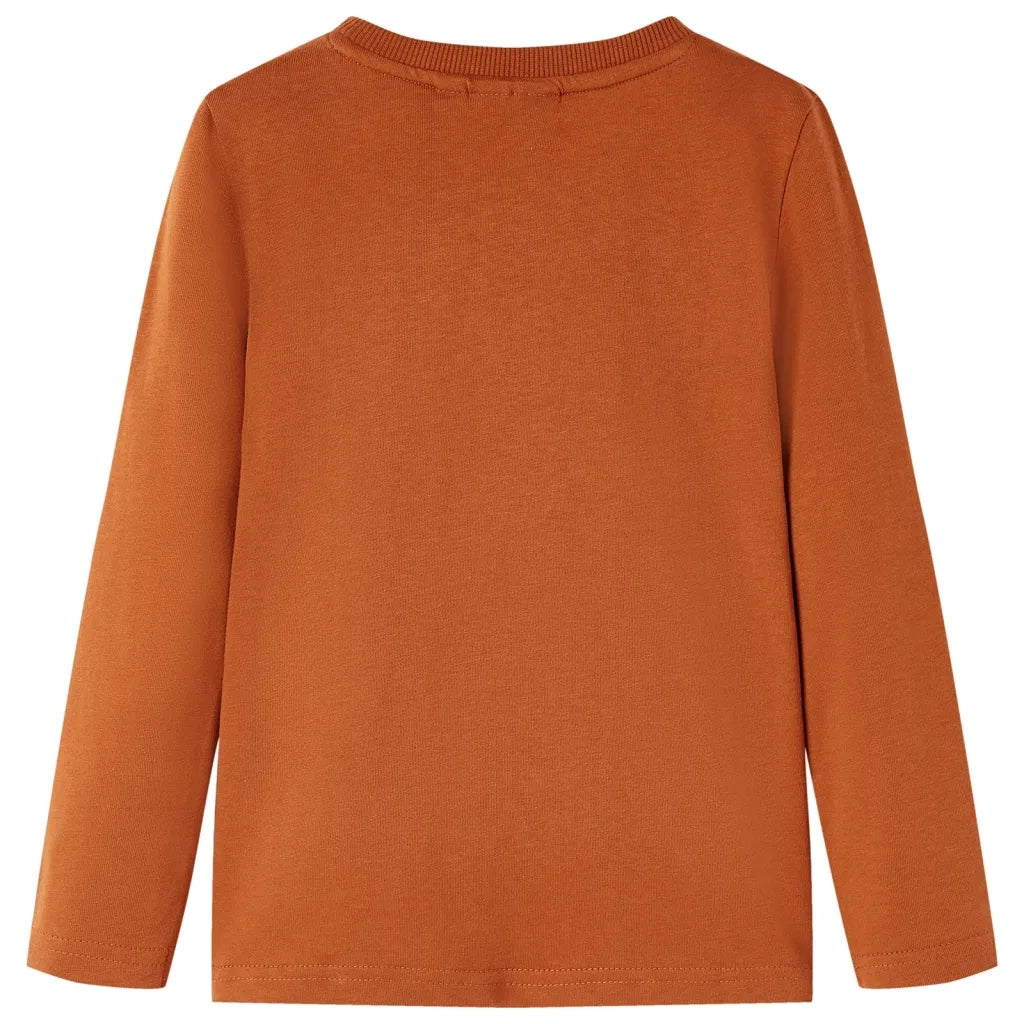 Maglietta da Bambina a Maniche Lunghe Arancione Bruciato 128
