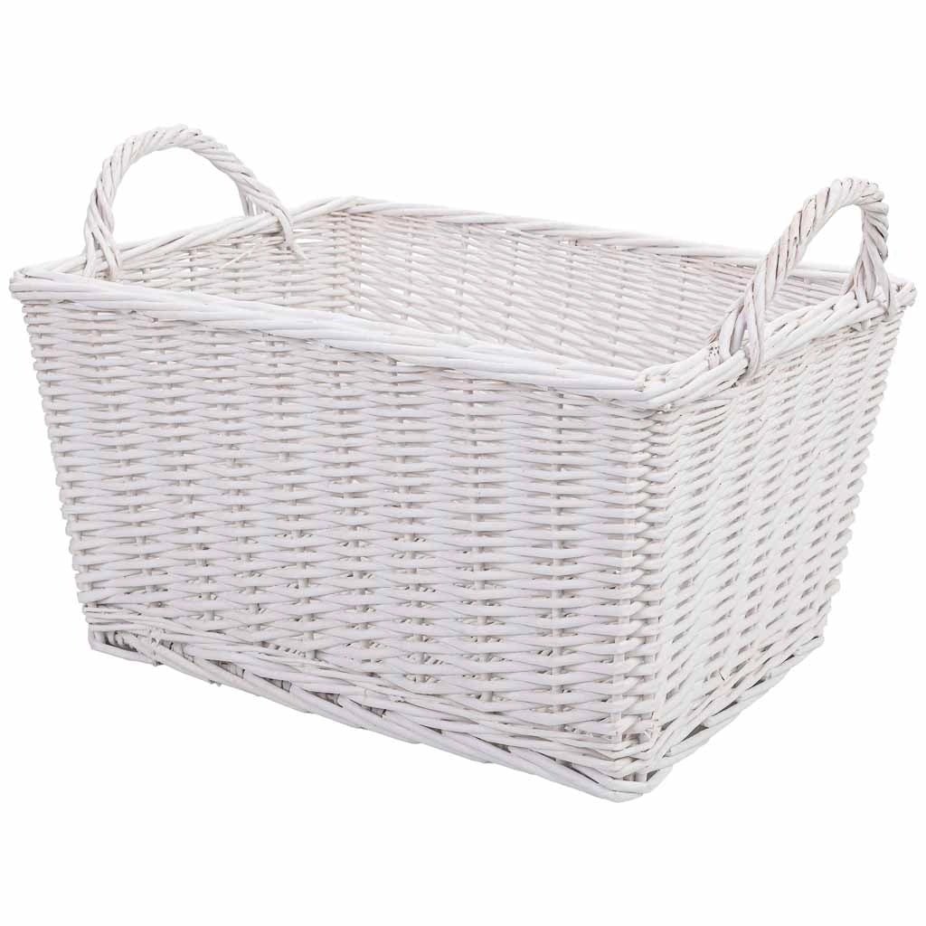 Cestino in vimini bianco 52x40x37h cm