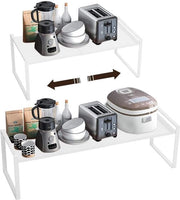 Rack da cucina espandibile, armadio da cucina pieghevole, rack, cucina, rack per spezie, organizzatore per servizi e scorte, rack da cucina sovrappostibile, organizzatore per spazio di stivaggio (bianco, L)