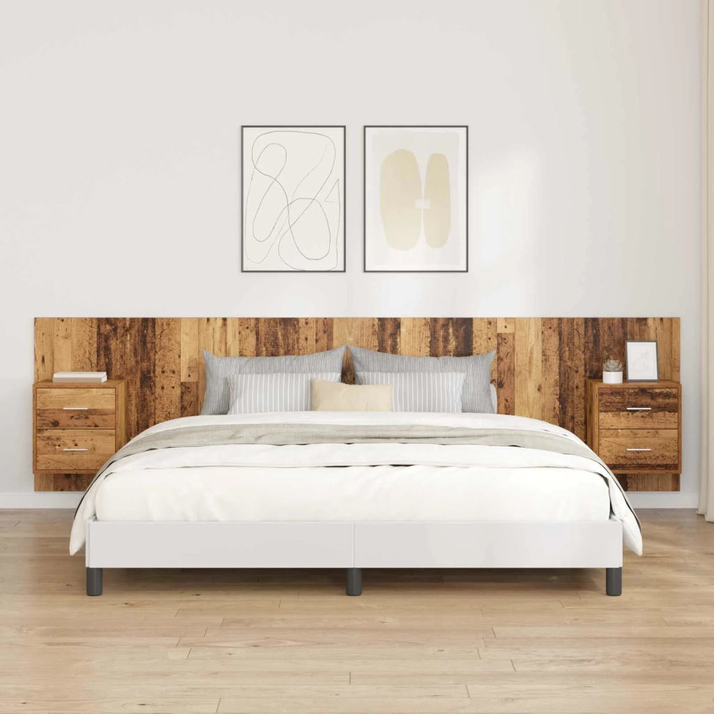 Testata con Comodino 3 pcs Legno vecchio Legno multistrato 3415713