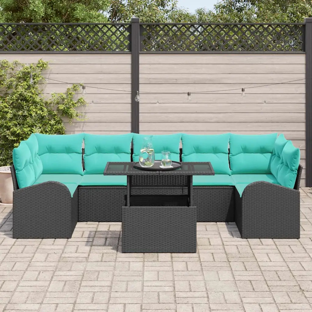 Set Divano da Giardino 8 pcs Nero Rattan in Polipropilene 3357339