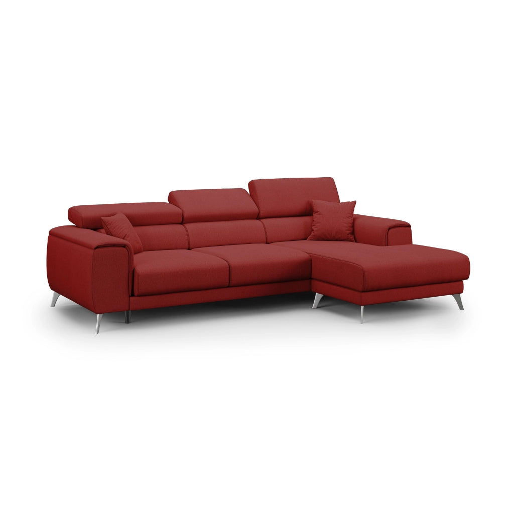 Fusion Divano angolare con sedute scorrevoli in tessuto morbido smacchiabile T05 260 cm Sinistro rosso