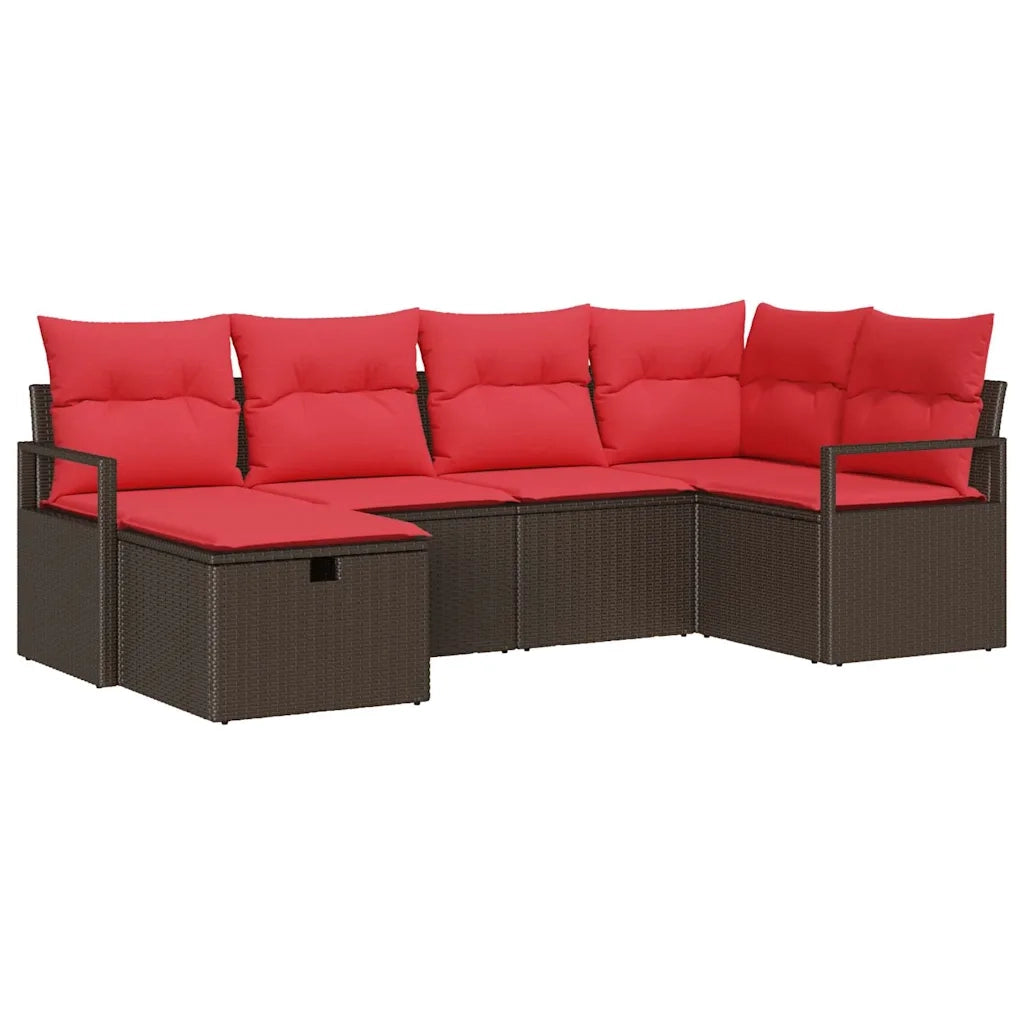 Set di divani con cuscino Marrone e Rosso polyrattan 3359183