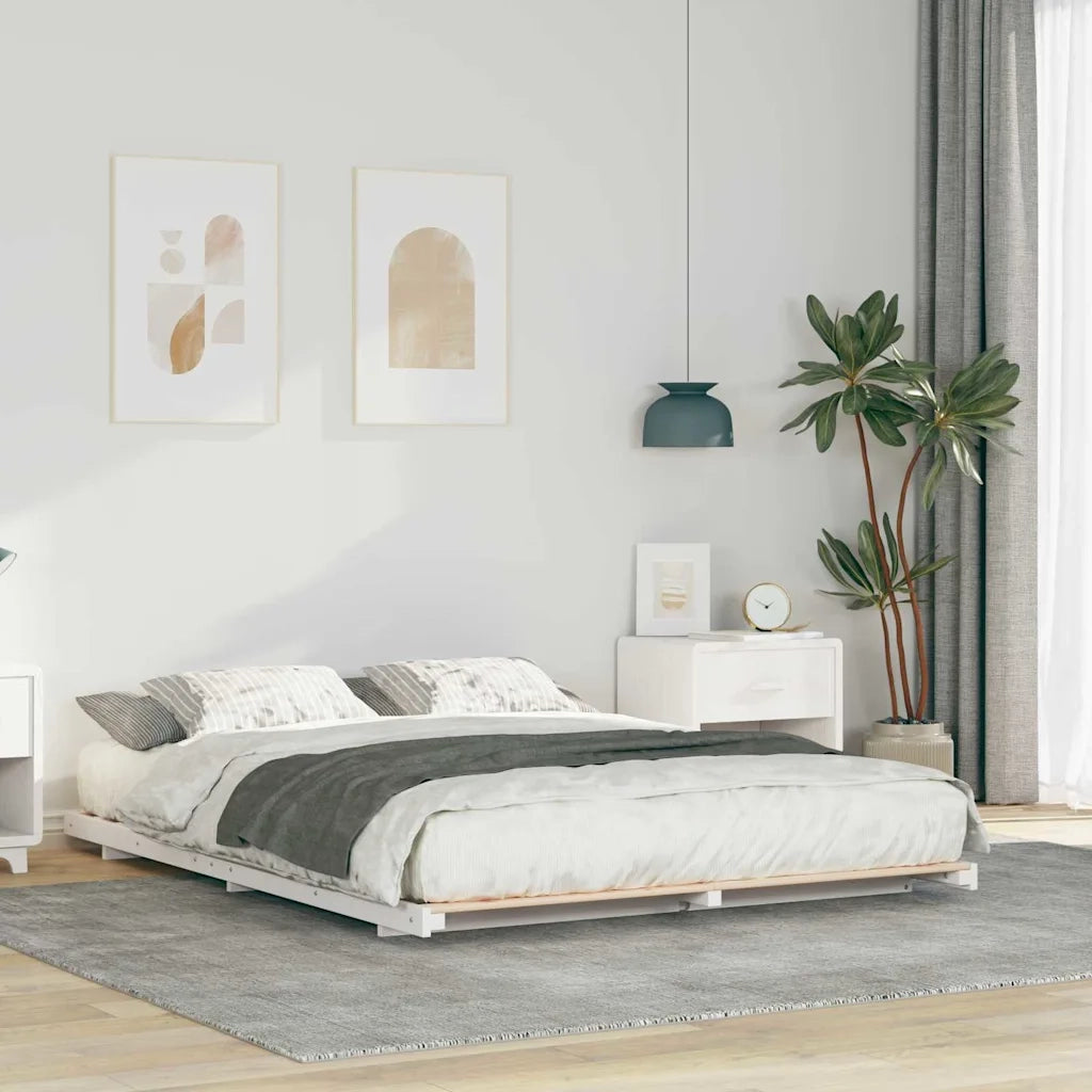 Struttura del letto-Giroletto-Rete del Letto Bianco 140 x 210 cm Pino massello 603743