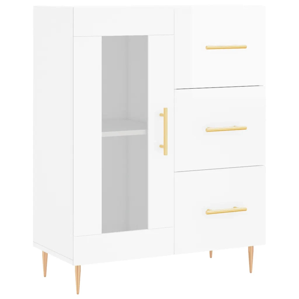 Credenza-Buffet-Armadio da cucina 69,5x34x90 cm in Legno Multistrato Bianco Lucido 460396