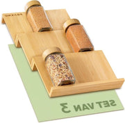 Organizzatore di Cucina a 3 Livelli con Mat di Antiscivolo - 12 Contenitori per Erbe - FSC Bamboe - Lade Organizer
