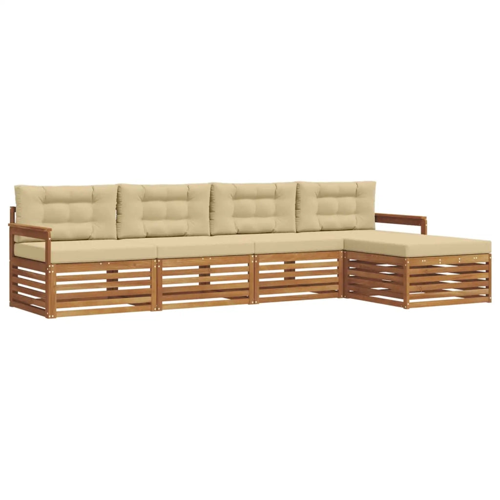 Set di divani da esterno con cuscino 5 pcs Naturale e Beige 3373288