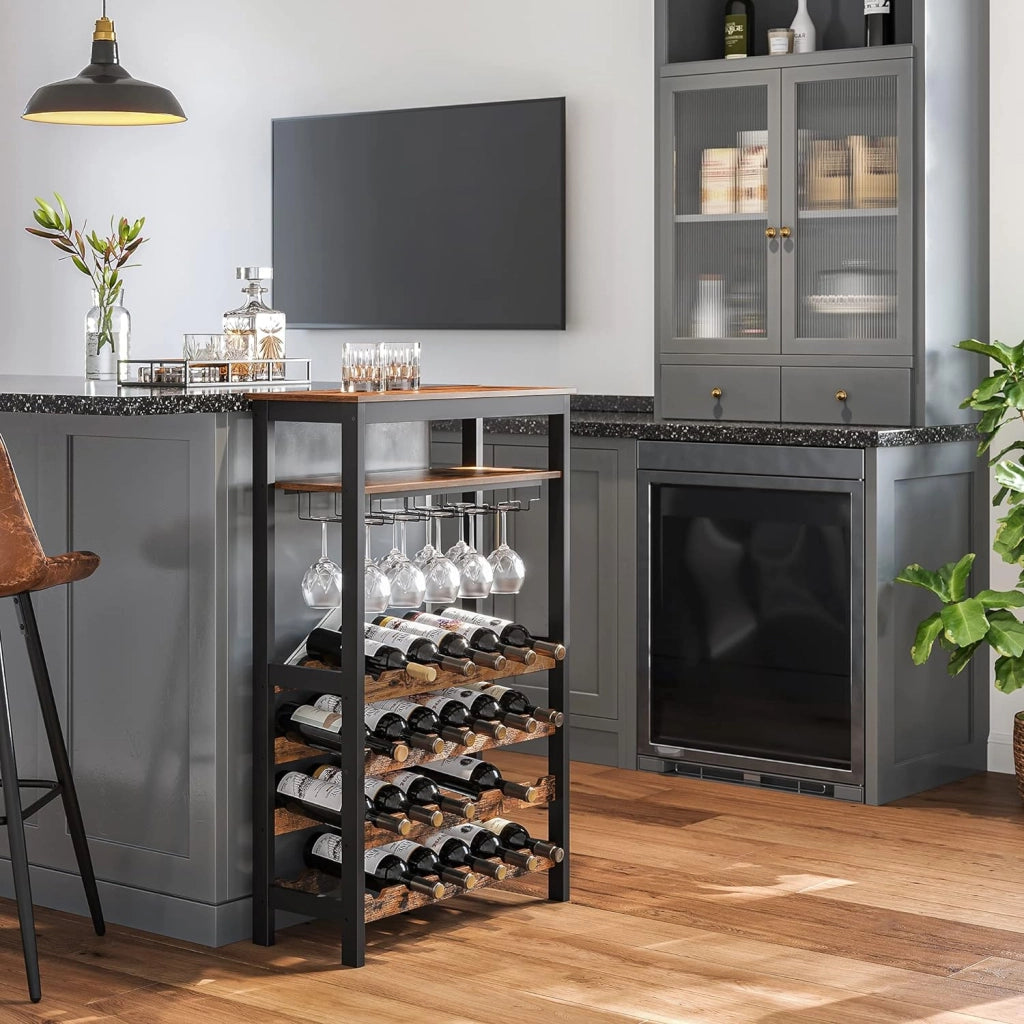 Portabottiglie VALORA, stile loft rustico marrone per 24 bottiglie KWR028B01