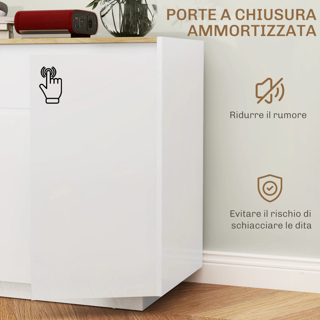 Credenza Bianca con Cassetto e 3 Armadietti ¨C Zephmum ¨C 140x40x75 cm