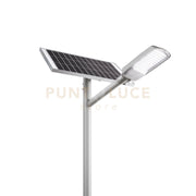 FARO SOLARE STRADALE LED RADIUS SILVER 64W 4200LM 3000K CON PANNELLO SOLARE IP65 48,6X8,7X20,7CM
