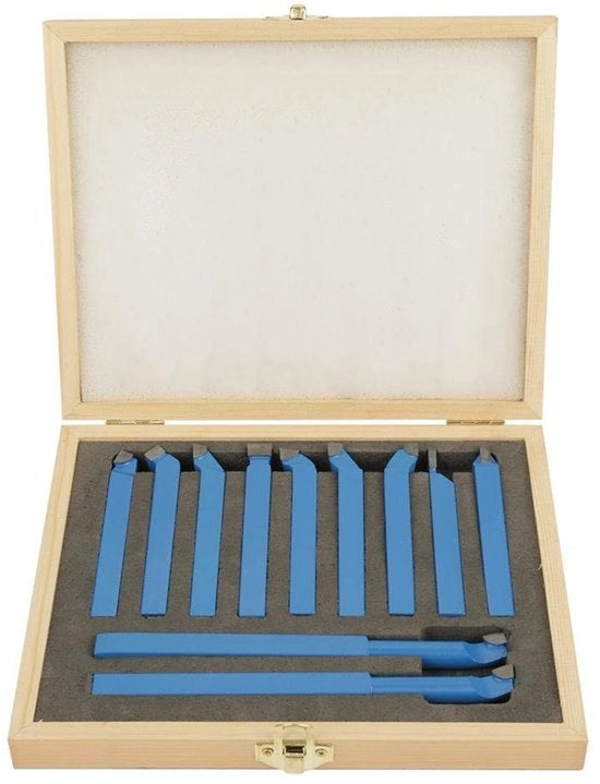Set di trapani a mano 11 pezzi - Attrezzi da taglio in acciaio duro - Trapano a viti 10 mm - Trapano a testa fissa - Cassetto di conservazione in legno - Alta resistenza all'usura