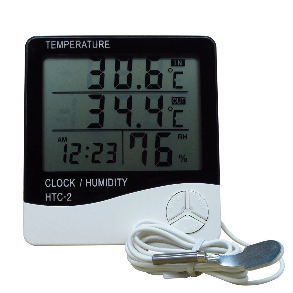 Trade Shop - Termometro Igrometro Digitale Temperatura Umidita' Ora Data Casa Htc-2 Con Sonda -